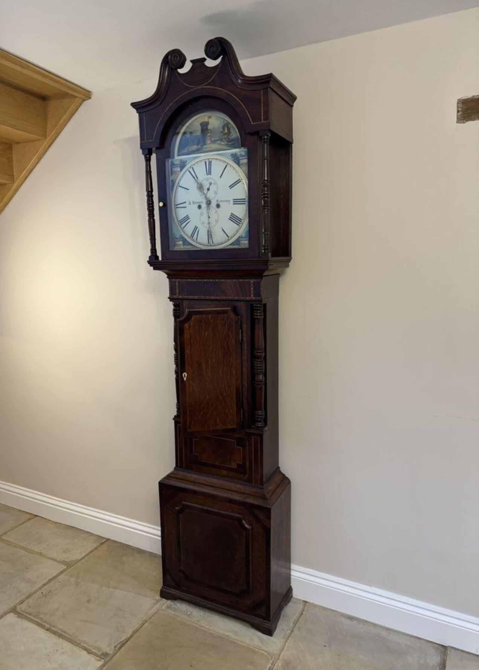 Horloge ancienne de George III en acajou et en chêne, de très belle qualité.  Bon état - En vente à Ipswich, GB