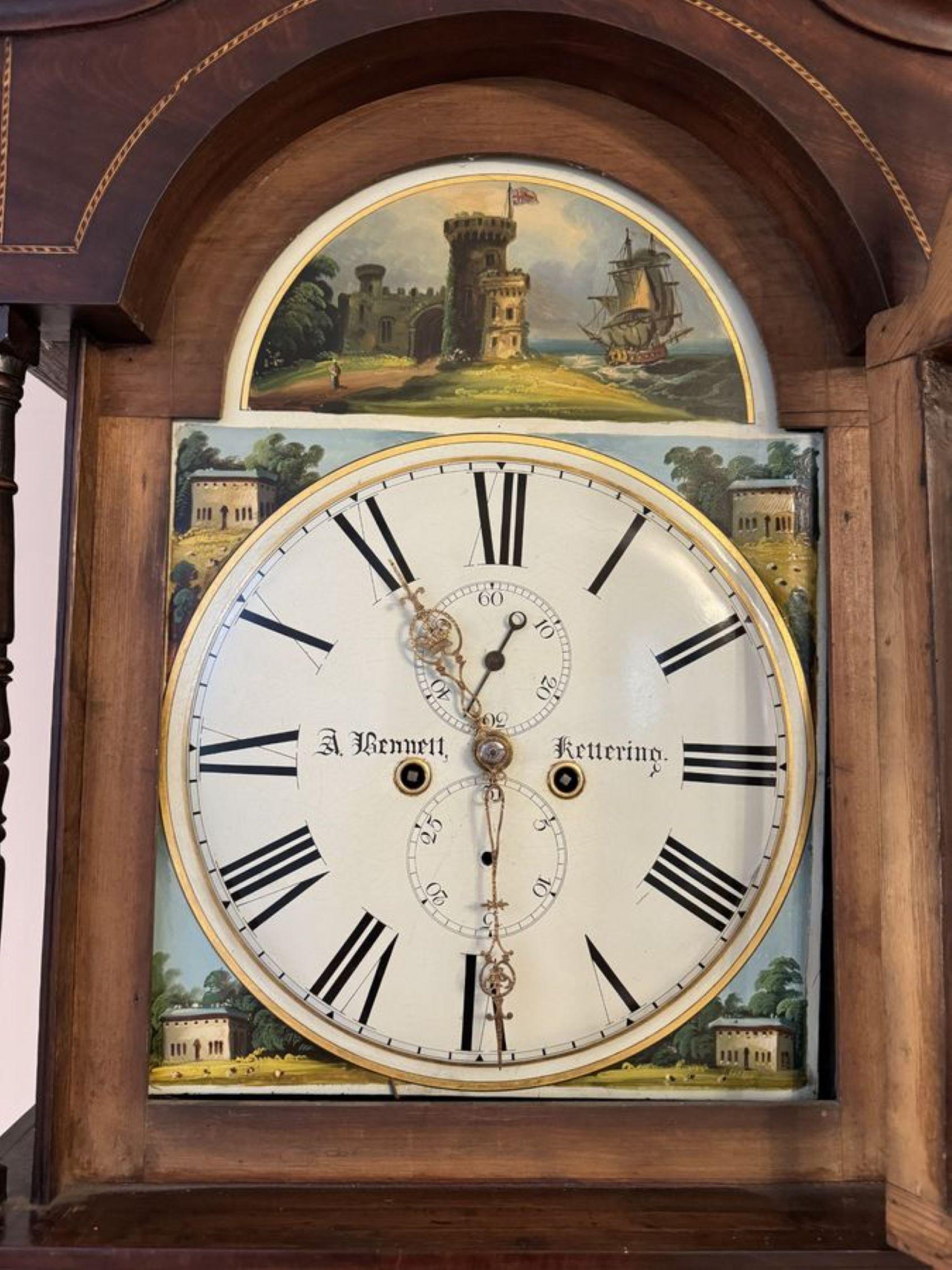 Horloge ancienne de George III en acajou et en chêne, de très belle qualité.  en vente 1