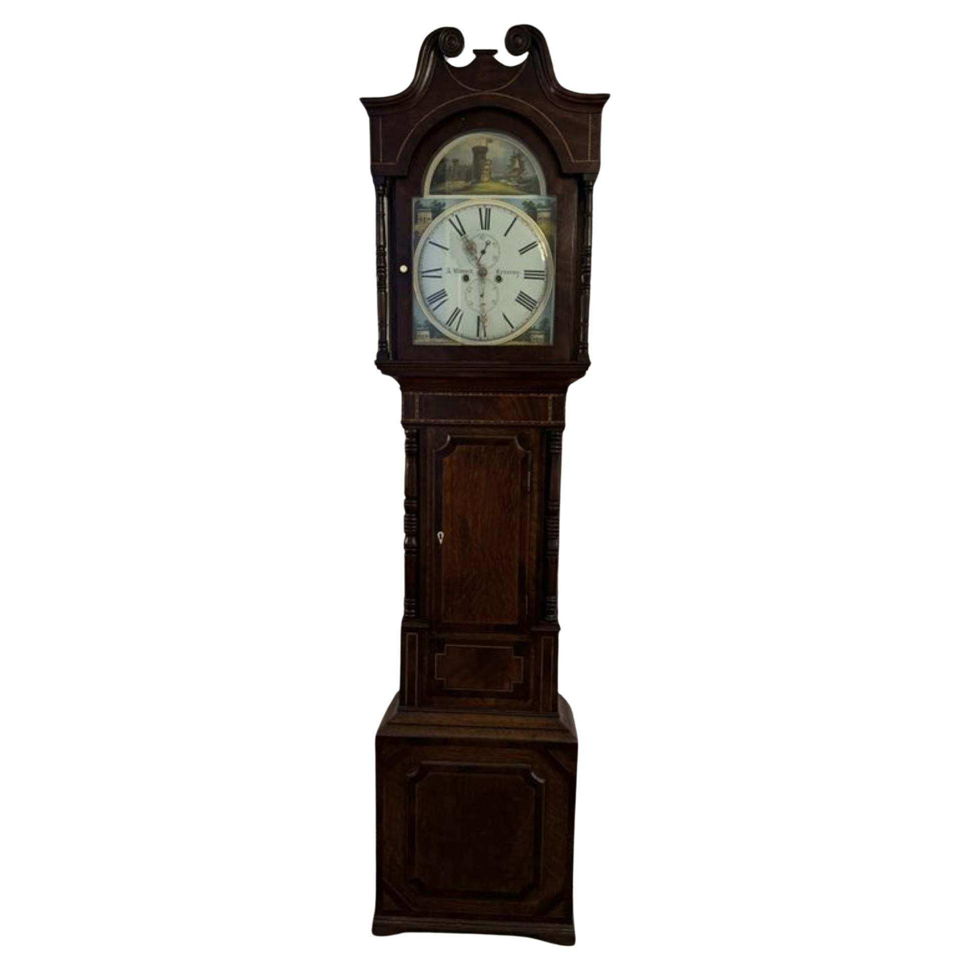 Fantastic quality antique George III mahogany and oak longcase clock  For Sale