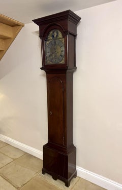 Fantastic quality antique George III mahogany brass arched dial long case clock