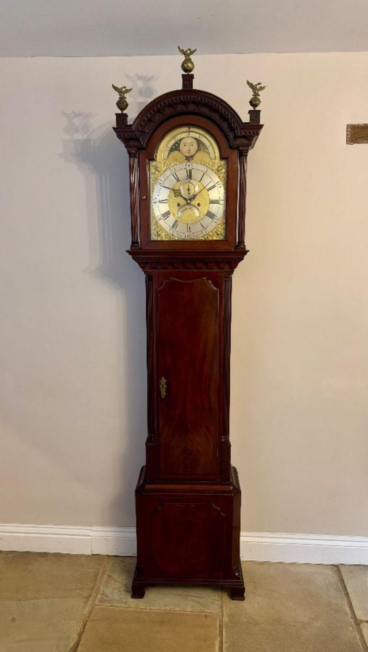Fantastic quality antique George III mahogany eight day long case clock For Sale 4