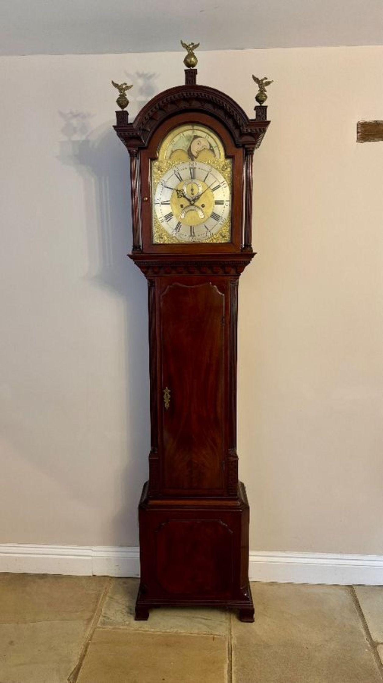 Fantastic quality antique George III mahogany eight day long case clock In Good Condition For Sale In Ipswich, GB