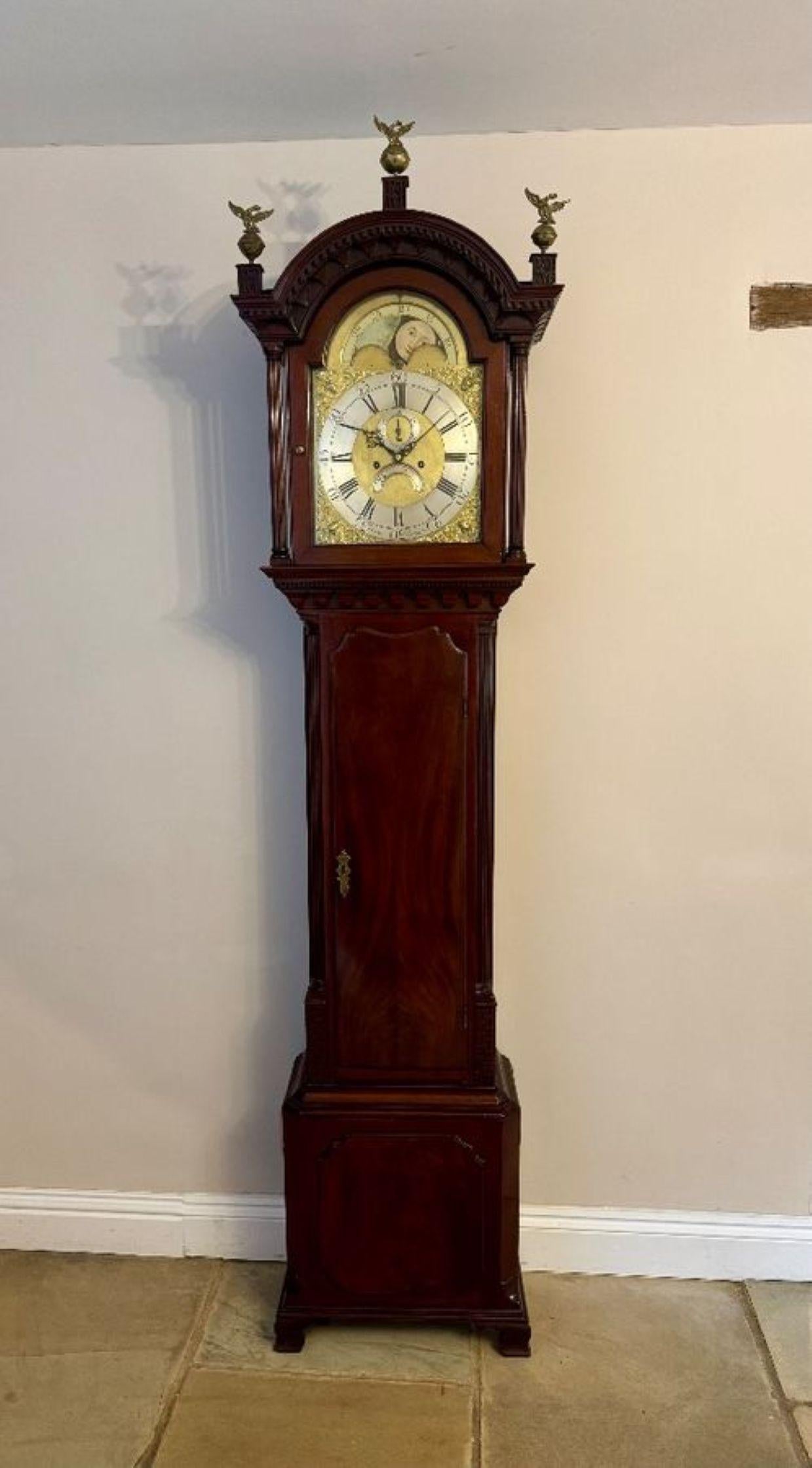 18th Century and Earlier Fantastic quality antique George III mahogany eight day long case clock For Sale