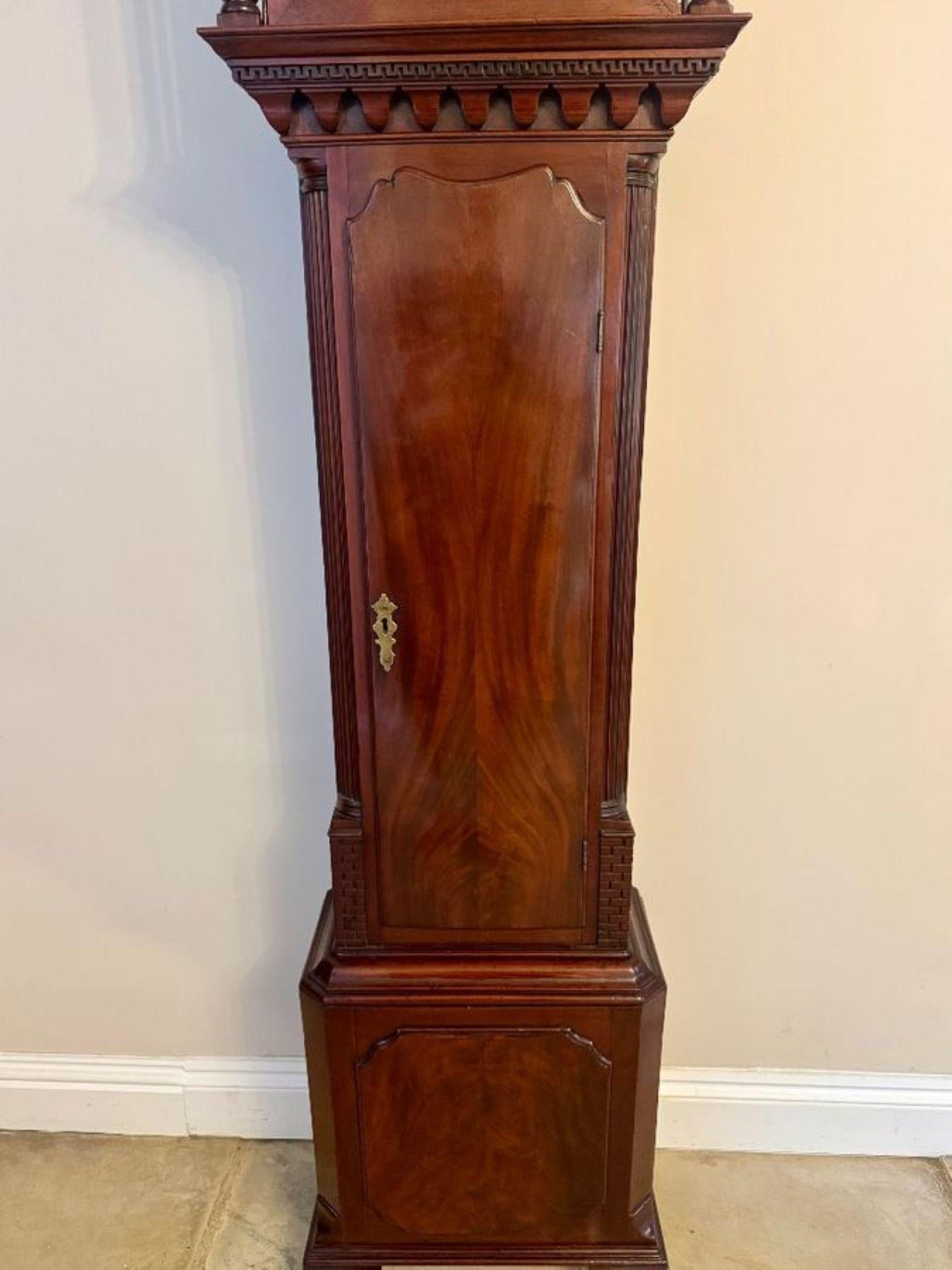 Brass Fantastic quality antique George III mahogany eight day long case clock For Sale
