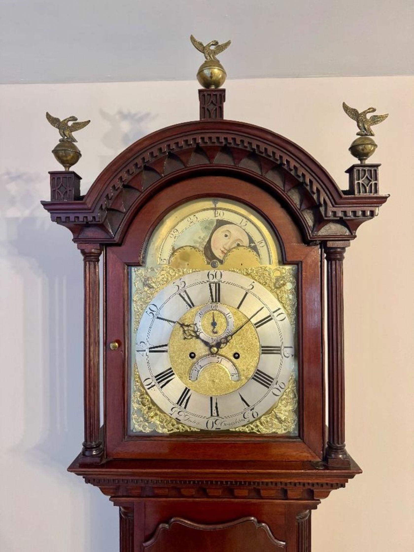 Fantastic quality antique George III mahogany eight day long case clock For Sale 2