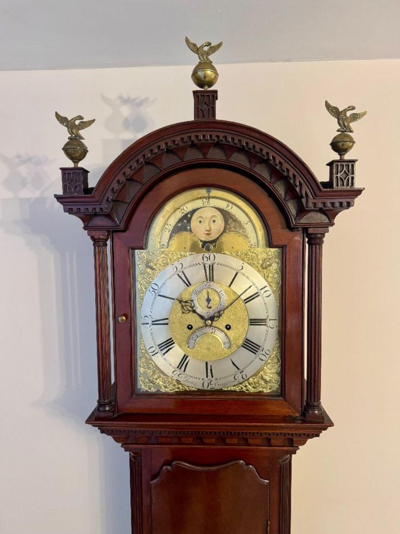 Fantastic quality antique George III mahogany eight day long case clock For Sale 3