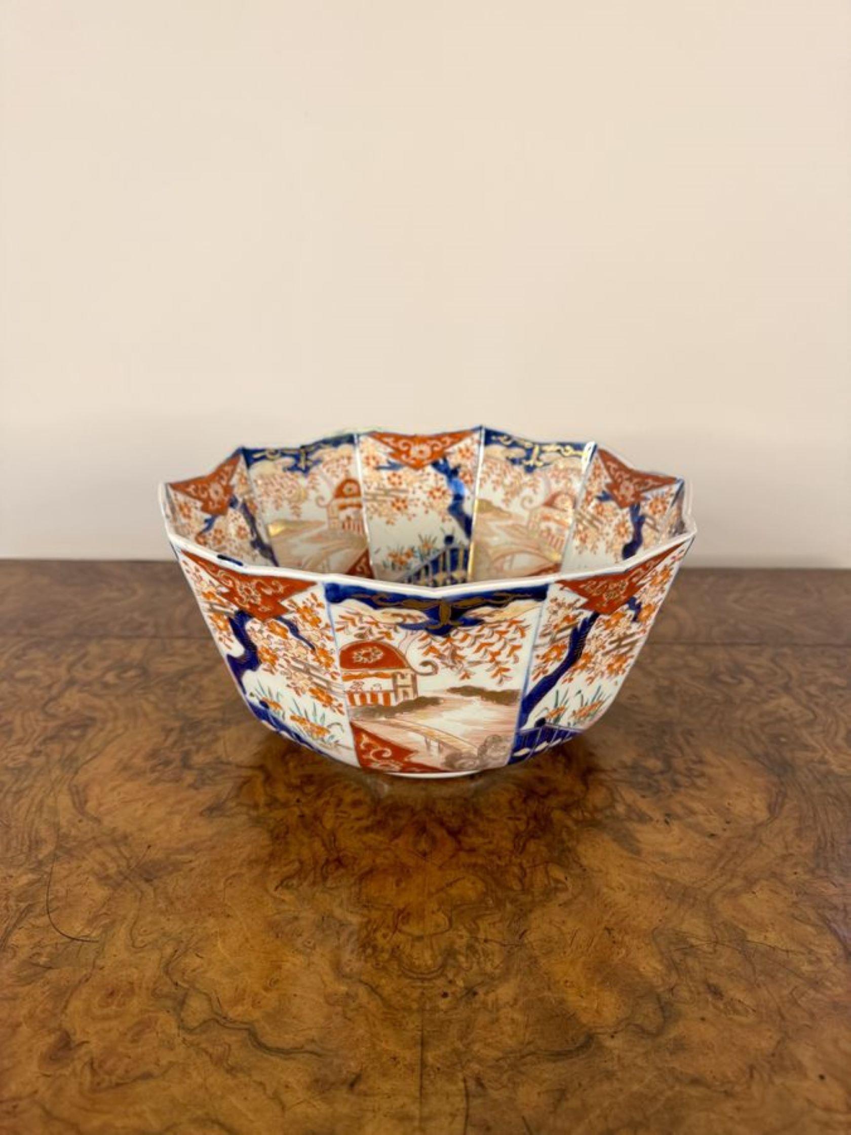 Gran cuenco antiguo japonés imari de calidad fantástica y forma inusual 2
