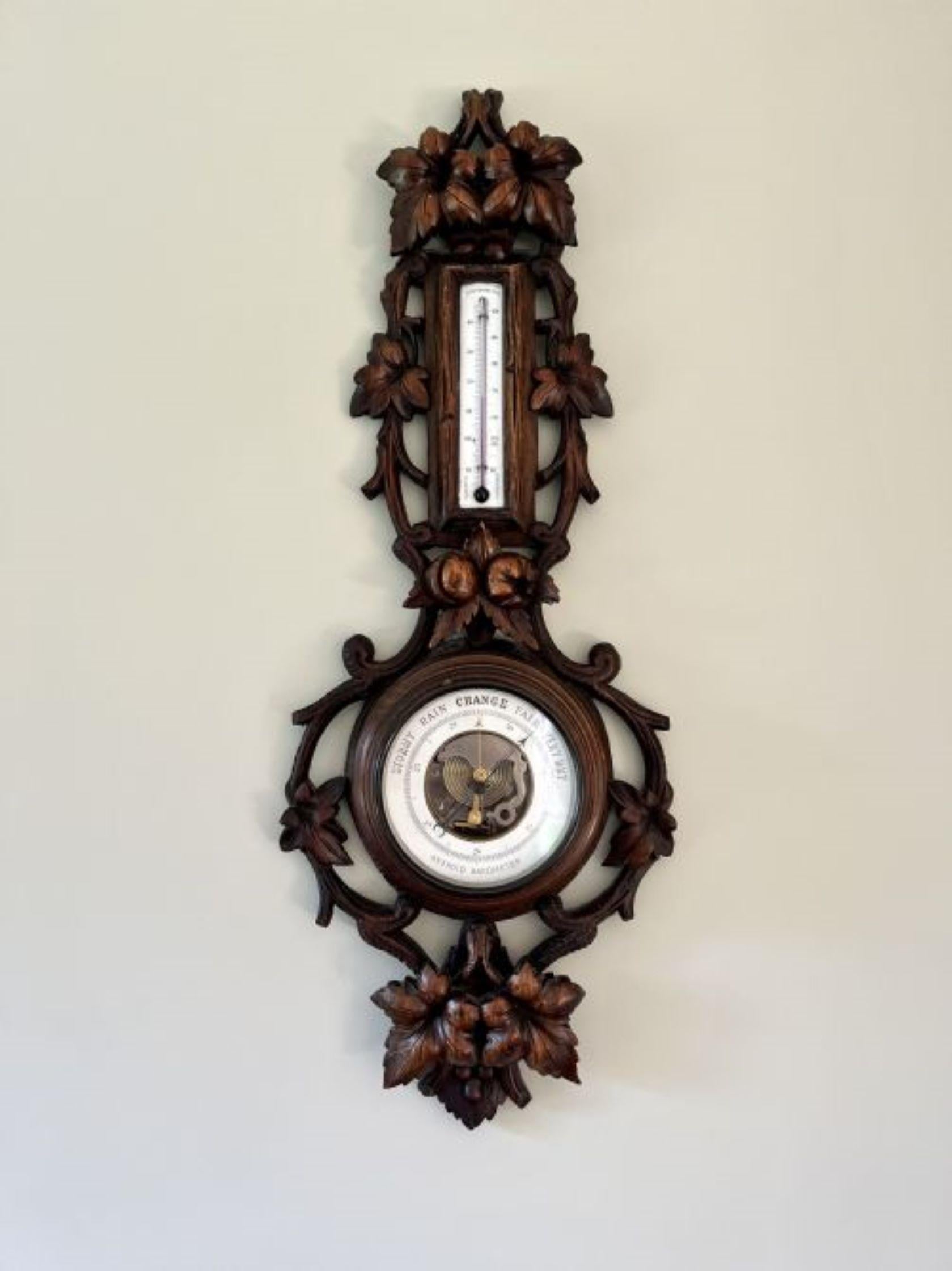 Fantastic quality antique Victorian Black Forest aneroid barometer  For Sale 7