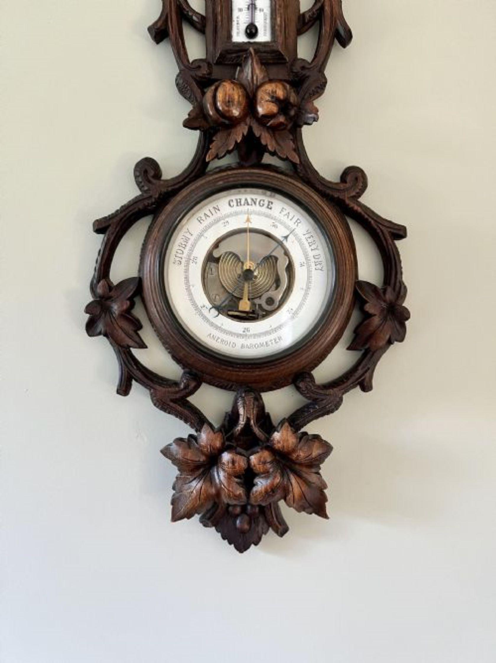 Fantastic quality antique Victorian Black Forest aneroid barometer  In Good Condition For Sale In Ipswich, GB