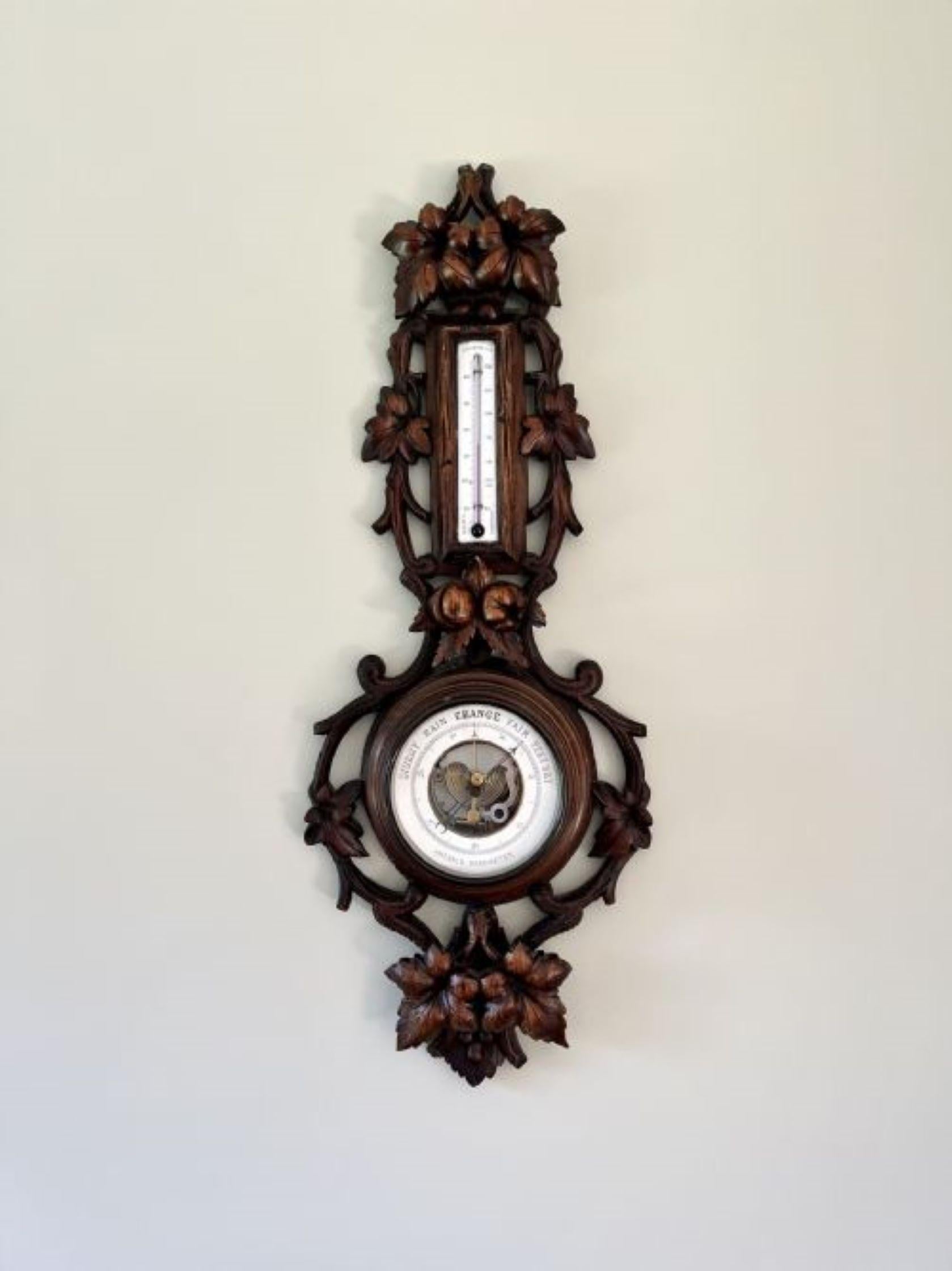Fantastic quality antique Victorian Black Forest aneroid barometer  For Sale 4
