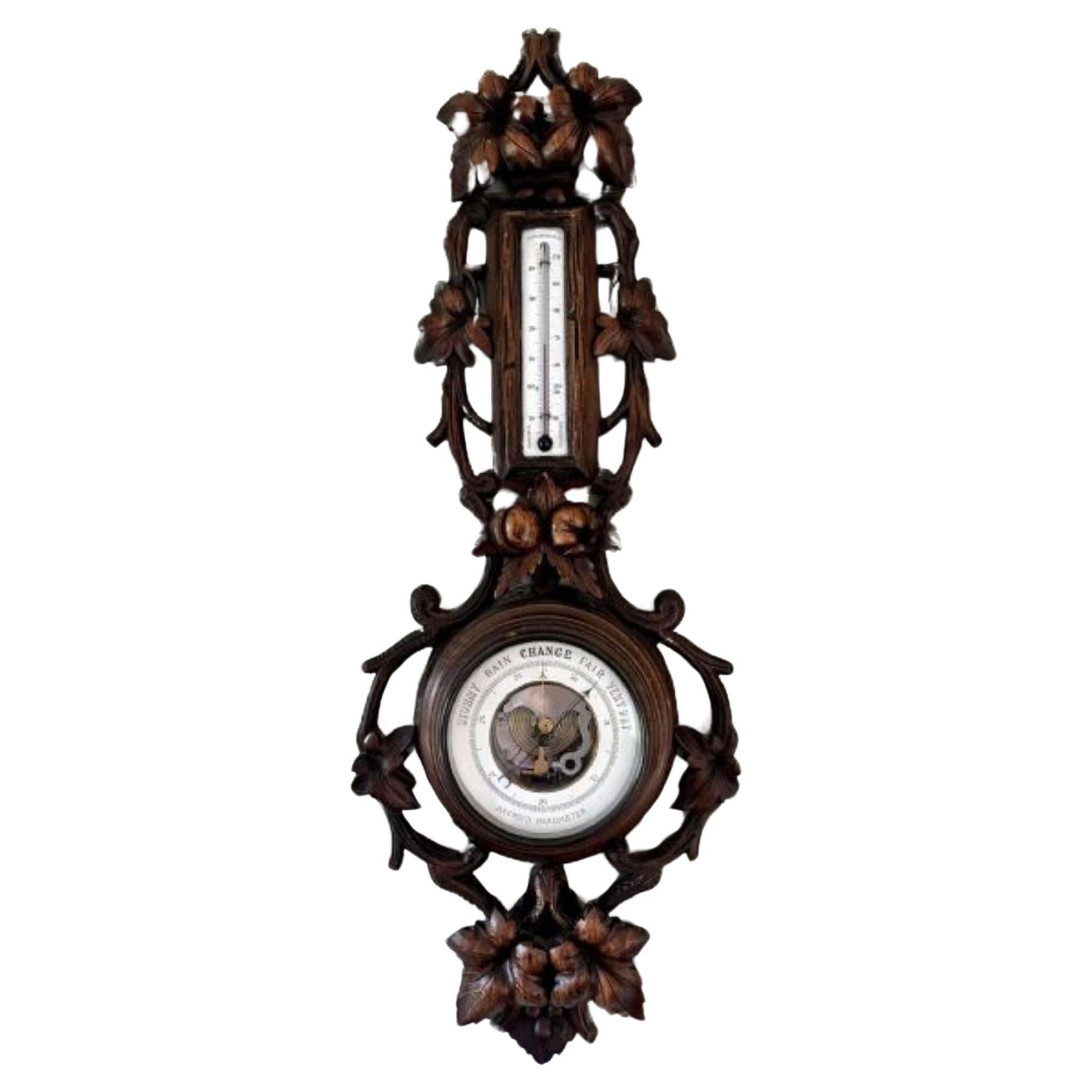 Fantastic quality antique Victorian Black Forest aneroid barometer  For Sale