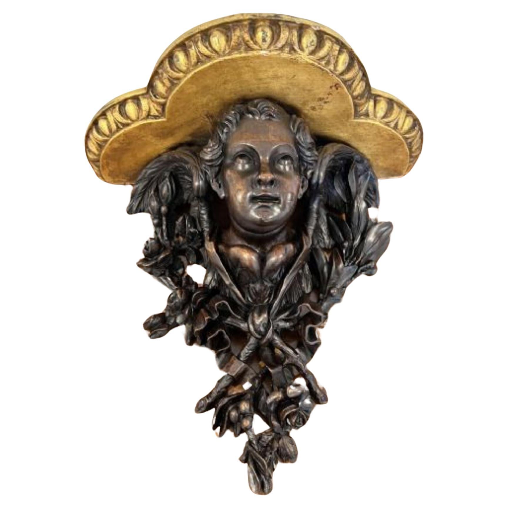 Fantastic quality antique Victorian Black Forest carved wall bracket