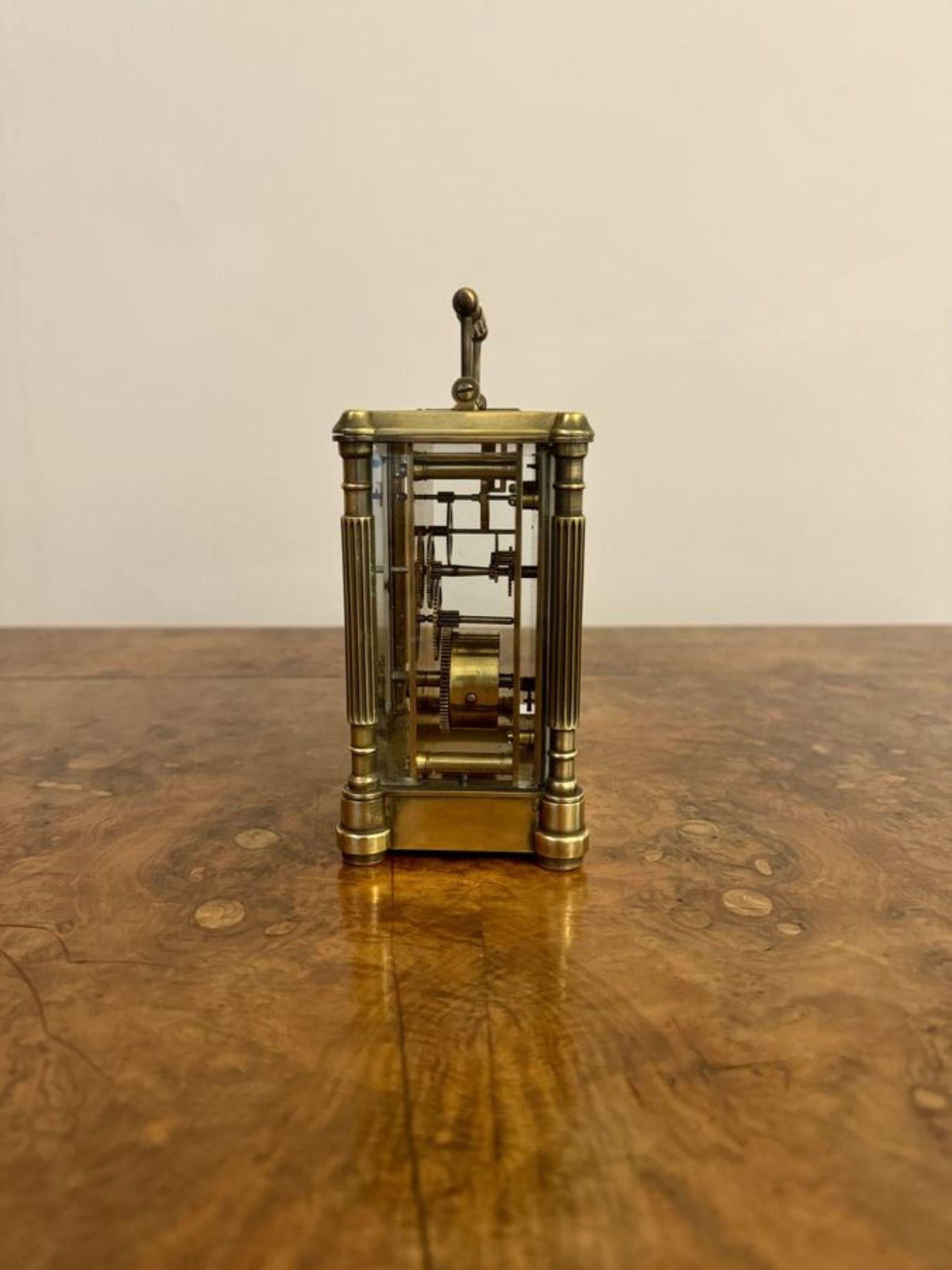 Fantastic quality antique Victorian brass carriage clock In Good Condition For Sale In Ipswich, GB