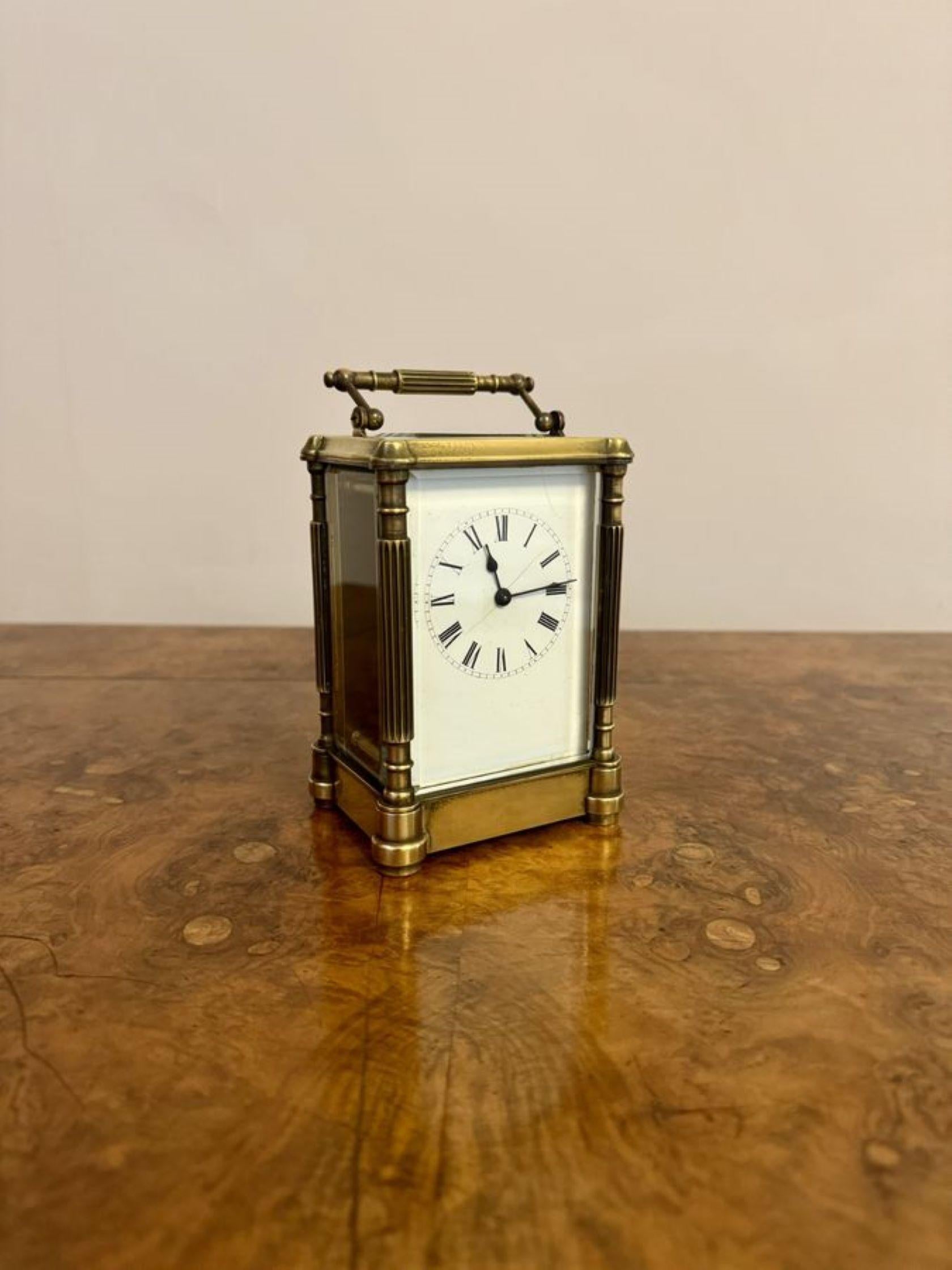 19th Century Fantastic quality antique Victorian brass carriage clock For Sale