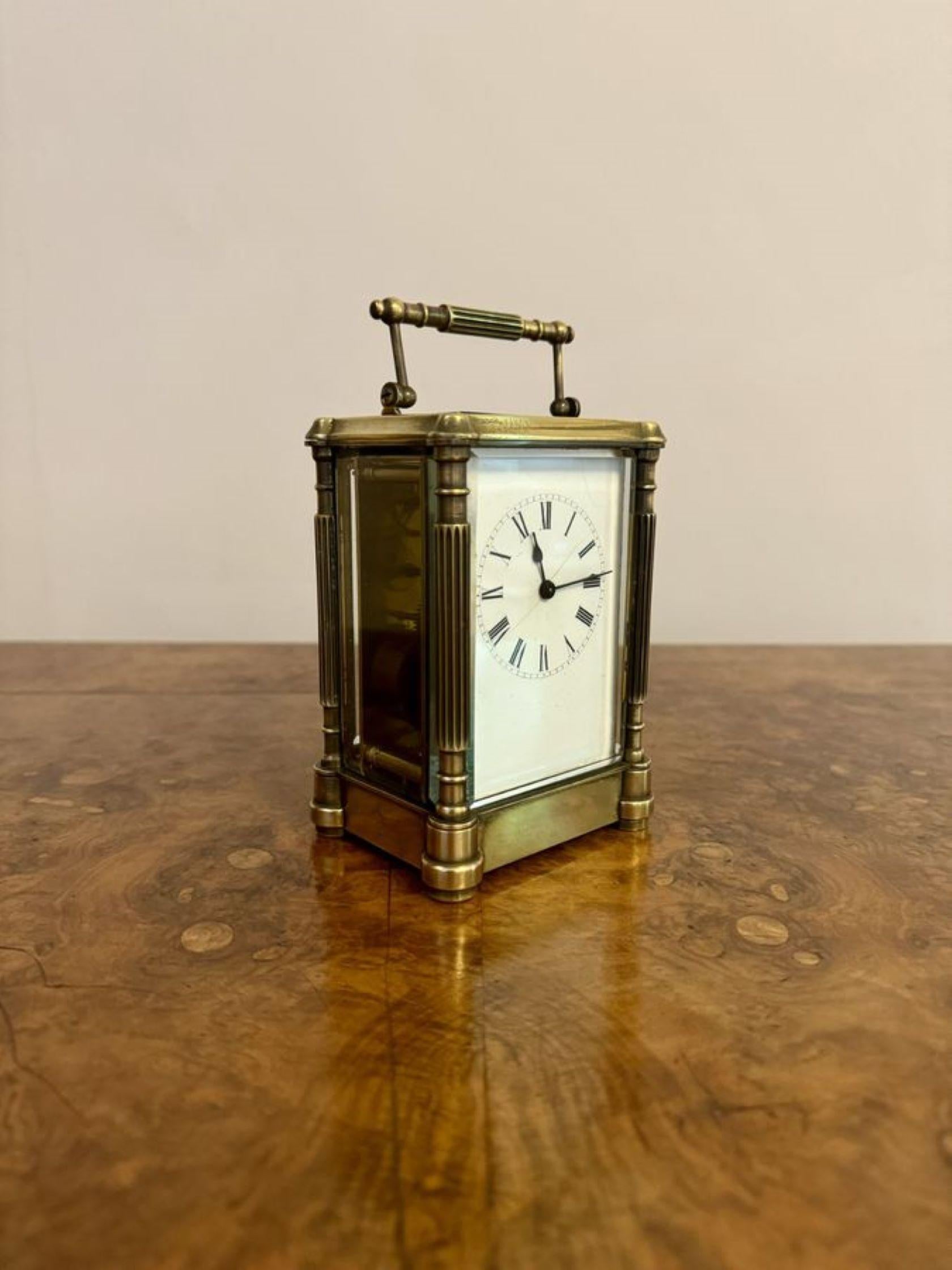 Brass Fantastic quality antique Victorian brass carriage clock For Sale