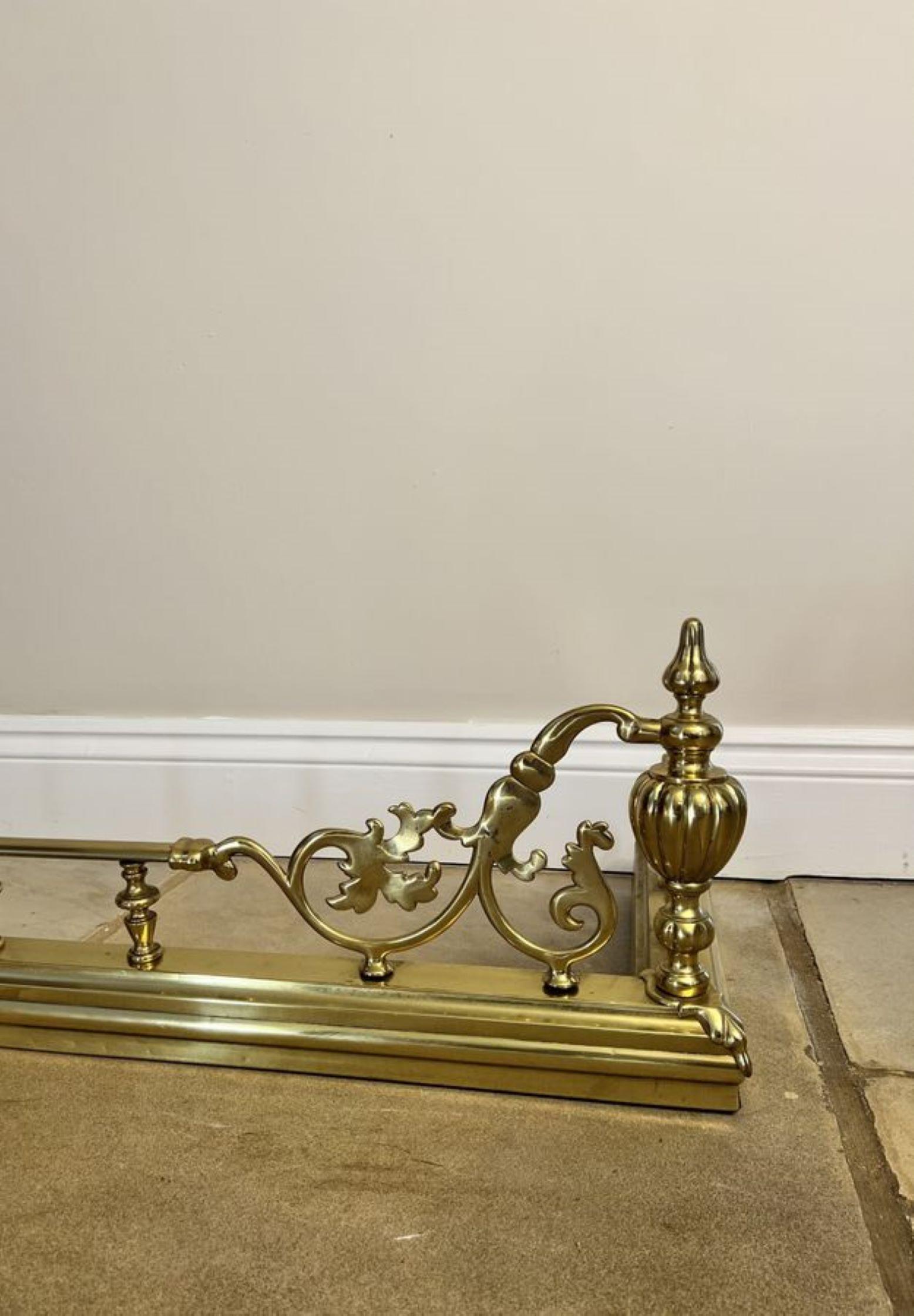 Brass Fantastic quality antique Victorian brass fire fender  For Sale