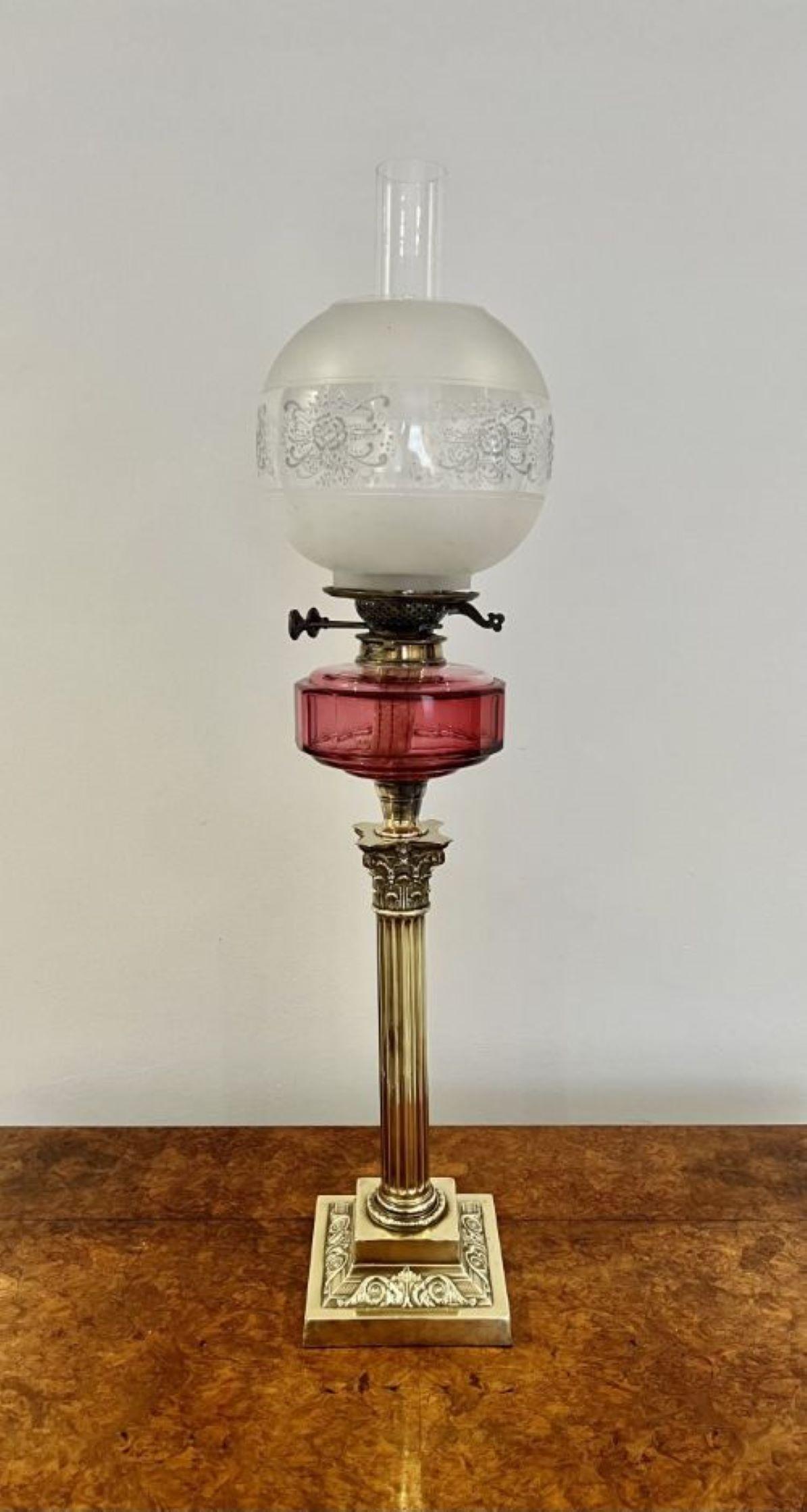 Antike viktorianische Öllampe aus Messing in fantastischer Qualität  (Viktorianisch) im Angebot