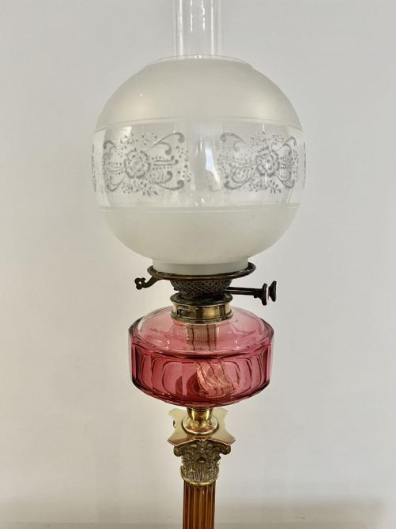 19th Century Fantastic quality antique Victorian brass oil lamp  For Sale