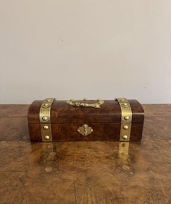 Fantastic quality antique Victorian burr walnut and brass bound glove box