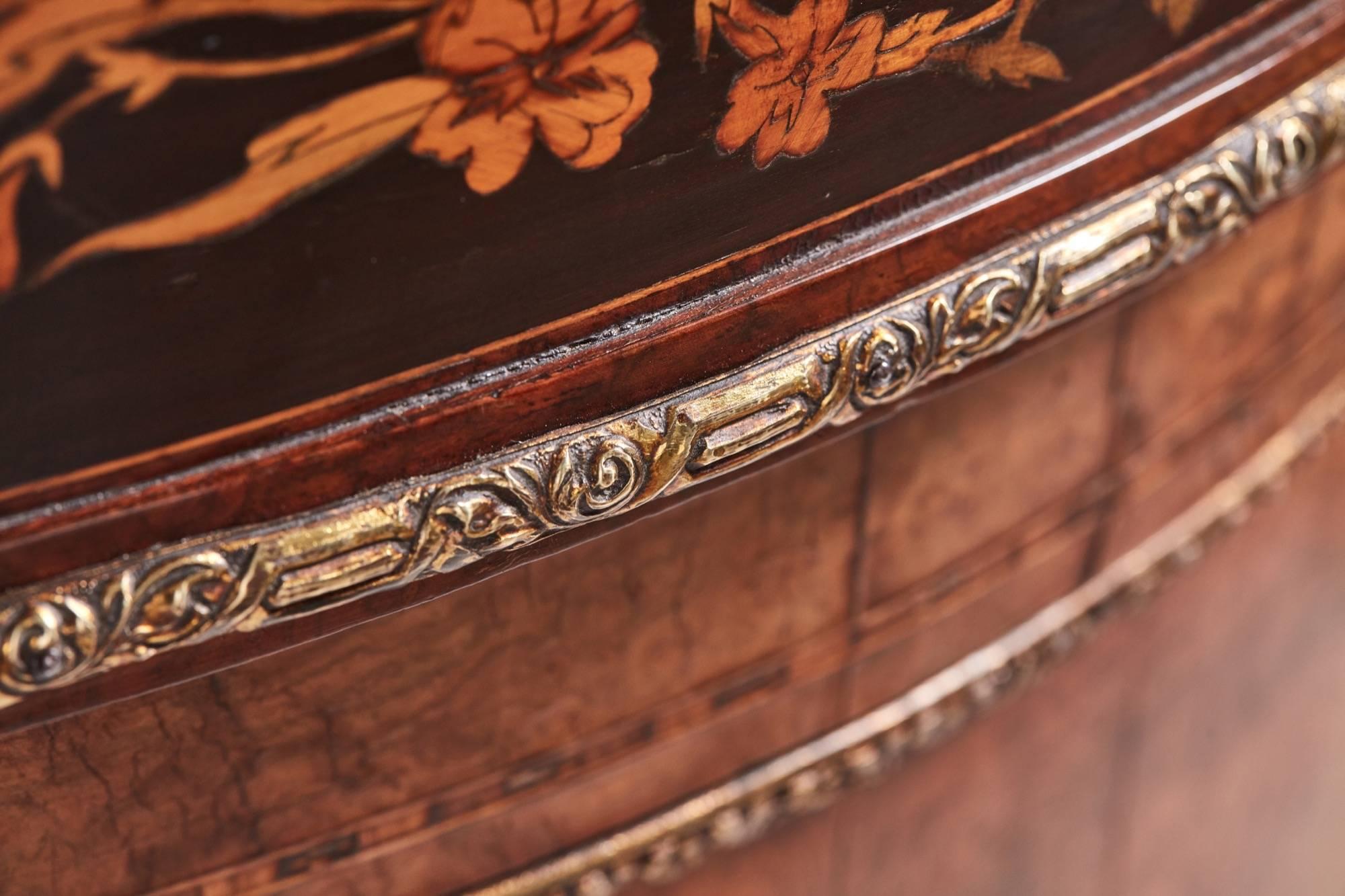 Fantastic Quality Antique Victorian Burr Walnut Floral Marquetry Credenza For Sale 6