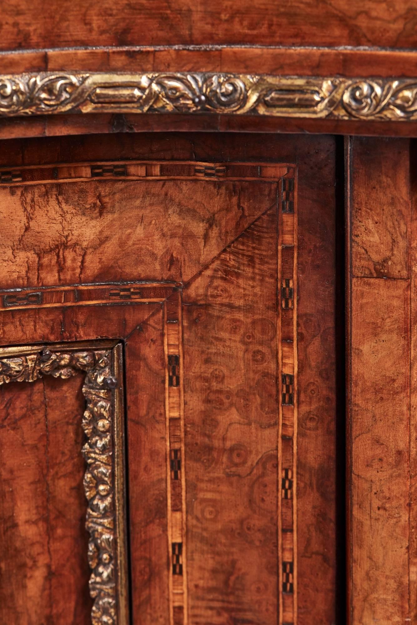 Fantastic Quality Antique Victorian Burr Walnut Floral Marquetry Credenza For Sale 7