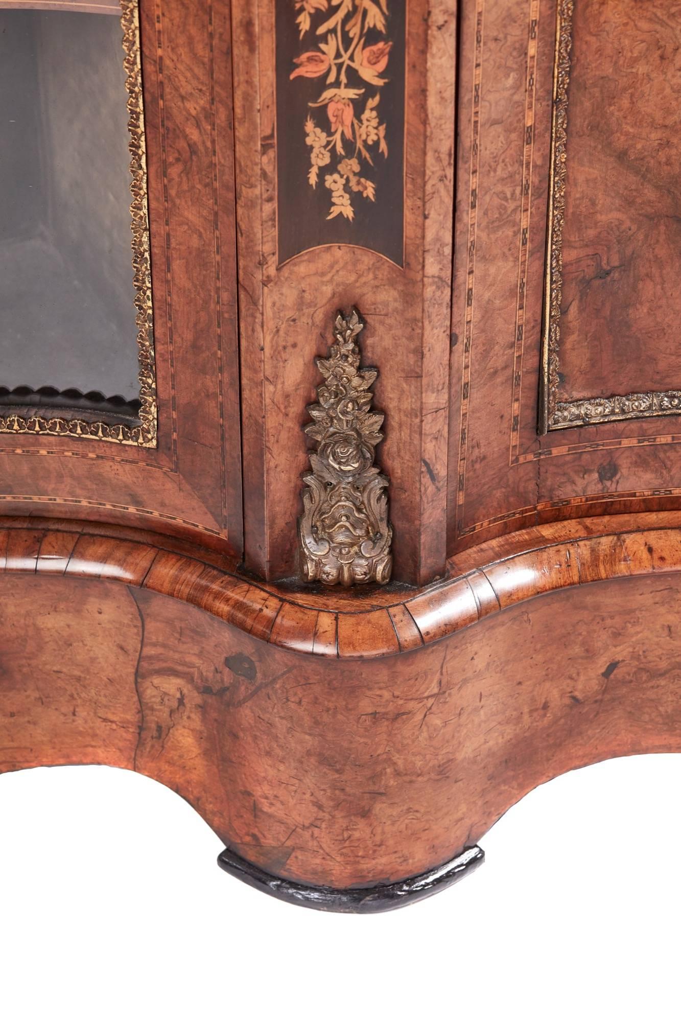 Fantastic Quality Antique Victorian Burr Walnut Floral Marquetry Credenza For Sale 1
