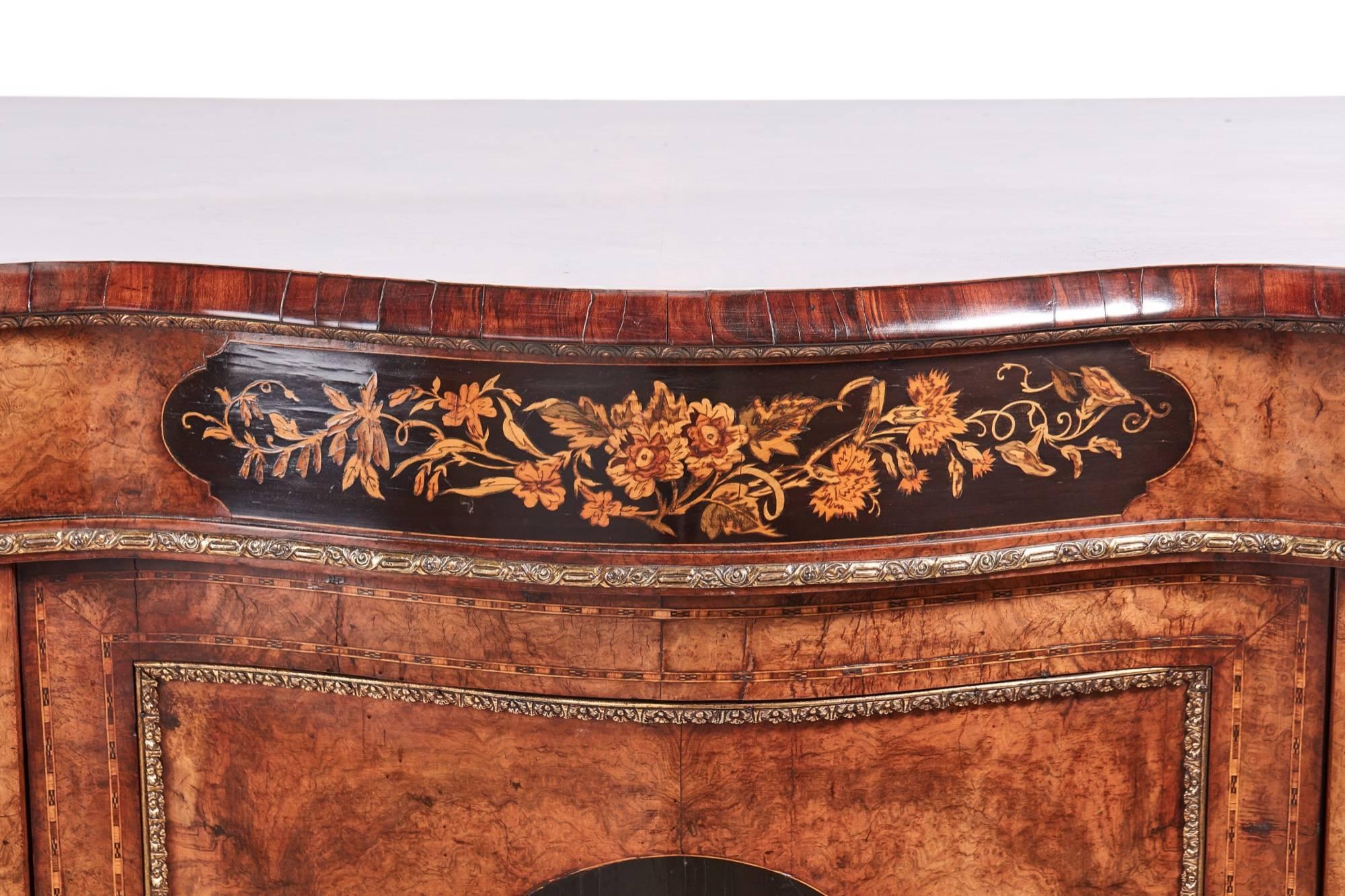 Fantastic Quality Antique Victorian Burr Walnut Floral Marquetry Credenza For Sale 3