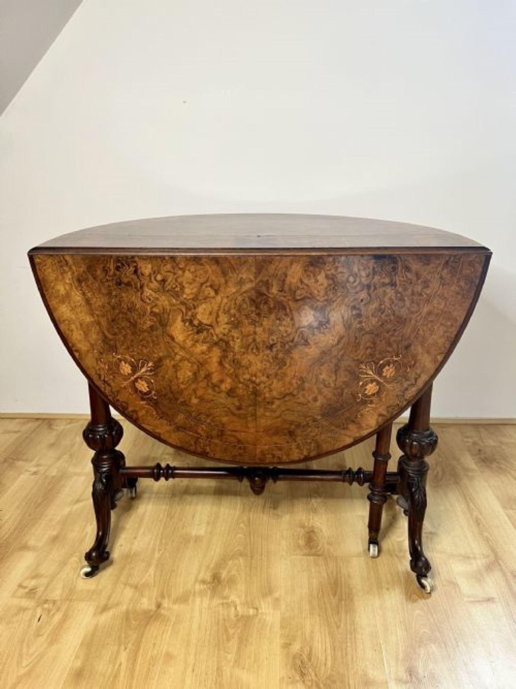 Fantastic quality antique Victorian burr walnut inlaid Sutherland table  For Sale 5