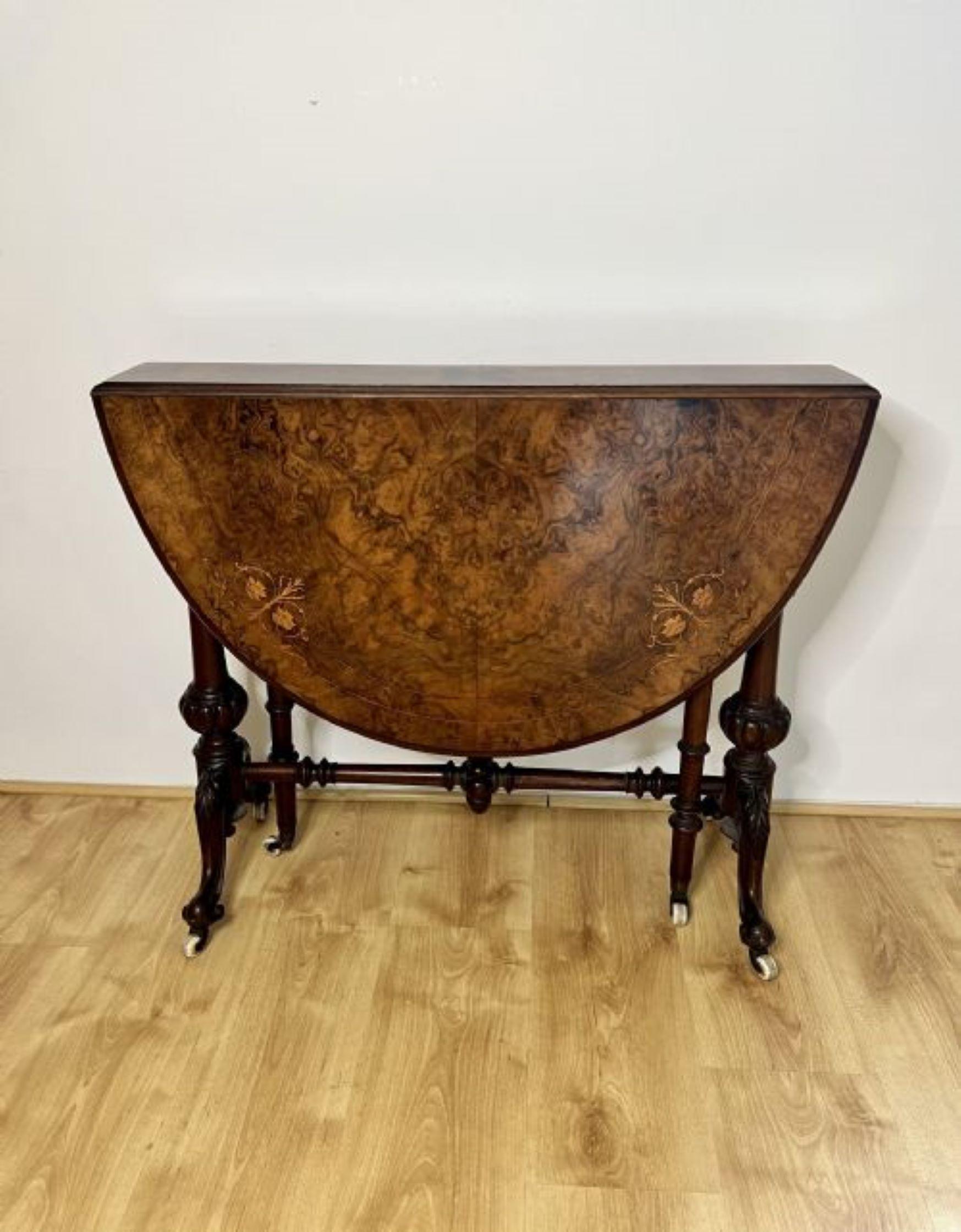 Fantastic quality antique Victorian burr walnut inlaid Sutherland table  For Sale 6