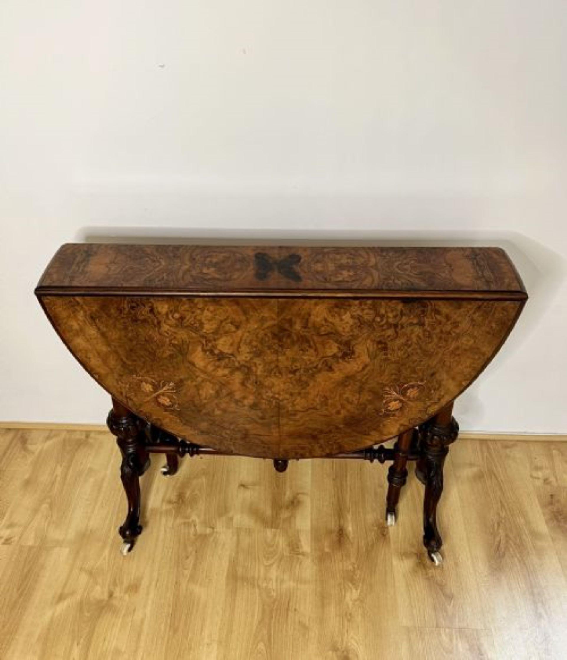 Fantastic quality antique Victorian burr walnut inlaid Sutherland table  For Sale 7