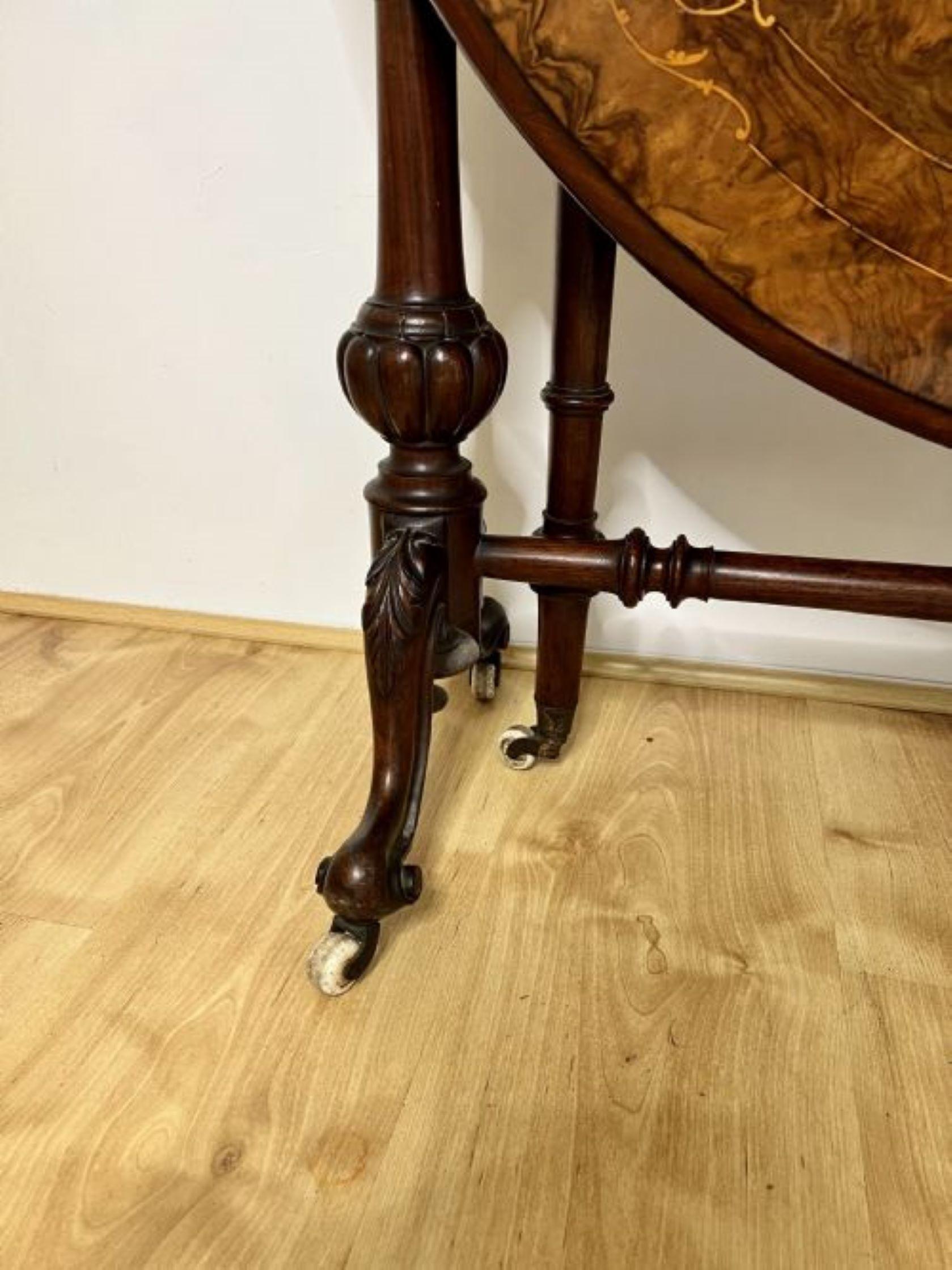 Fantastic quality antique Victorian burr walnut inlaid Sutherland table  For Sale 8