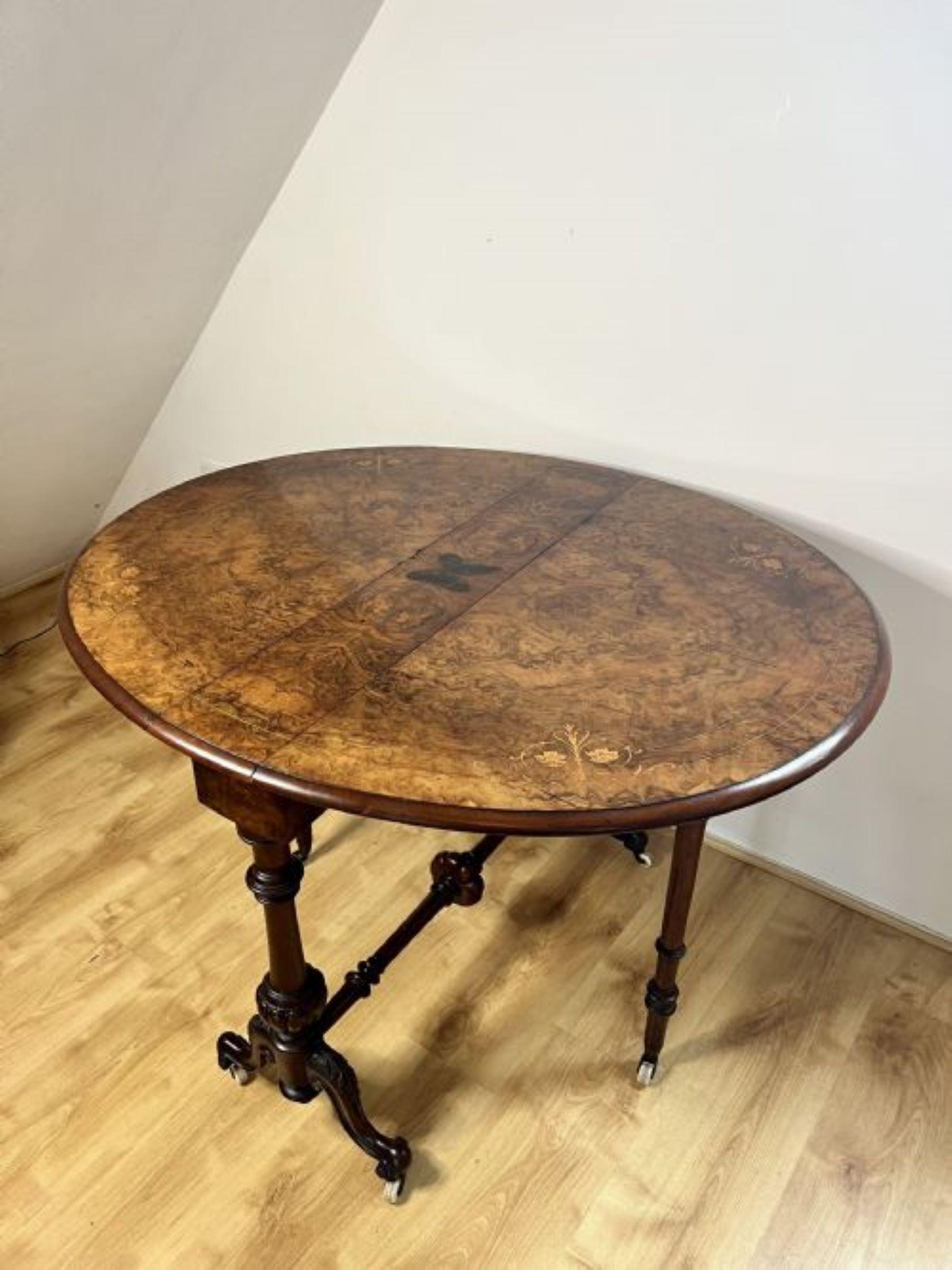 19th Century Fantastic quality antique Victorian burr walnut inlaid Sutherland table  For Sale