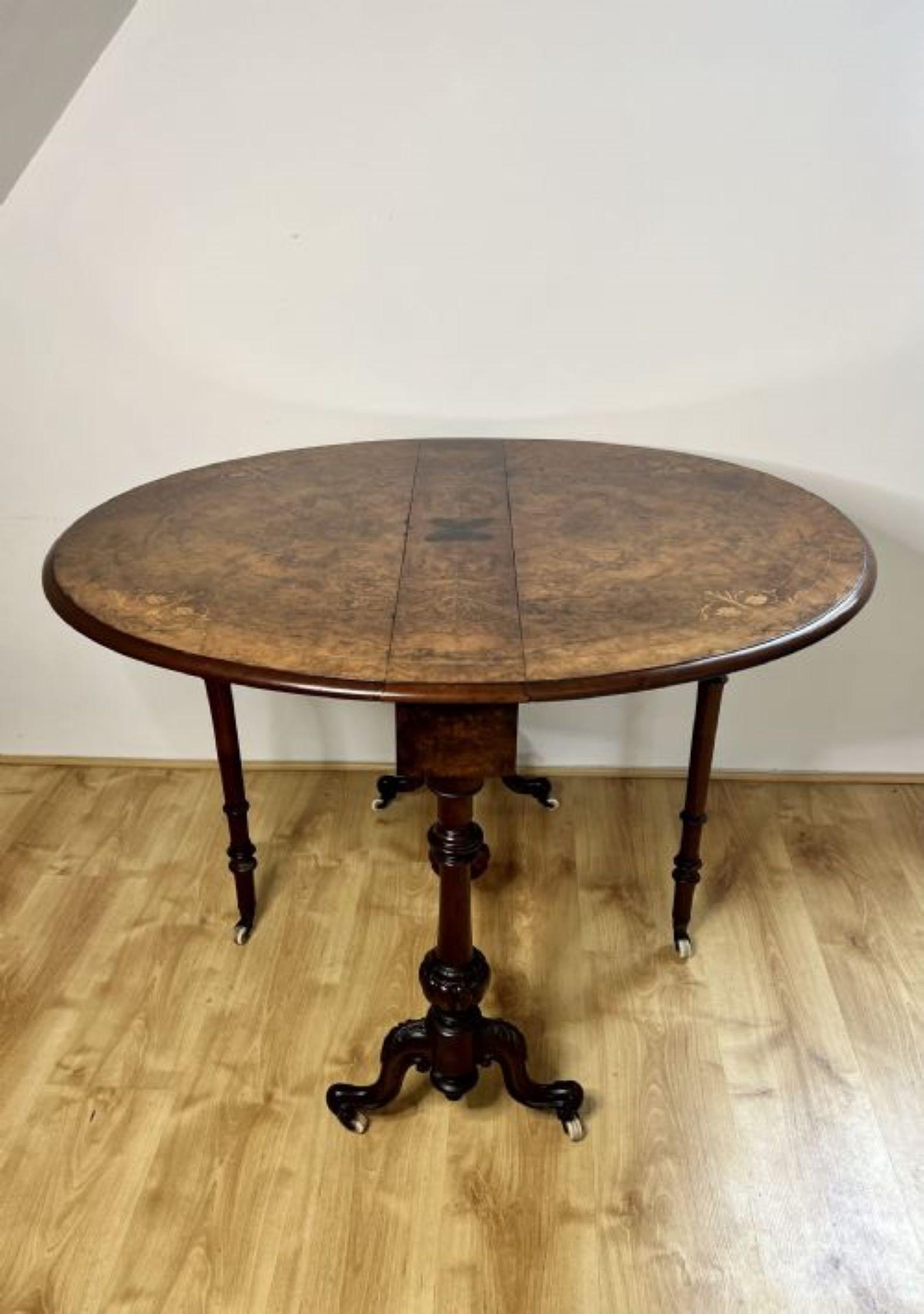 Fantastic quality antique Victorian burr walnut inlaid Sutherland table  For Sale 1