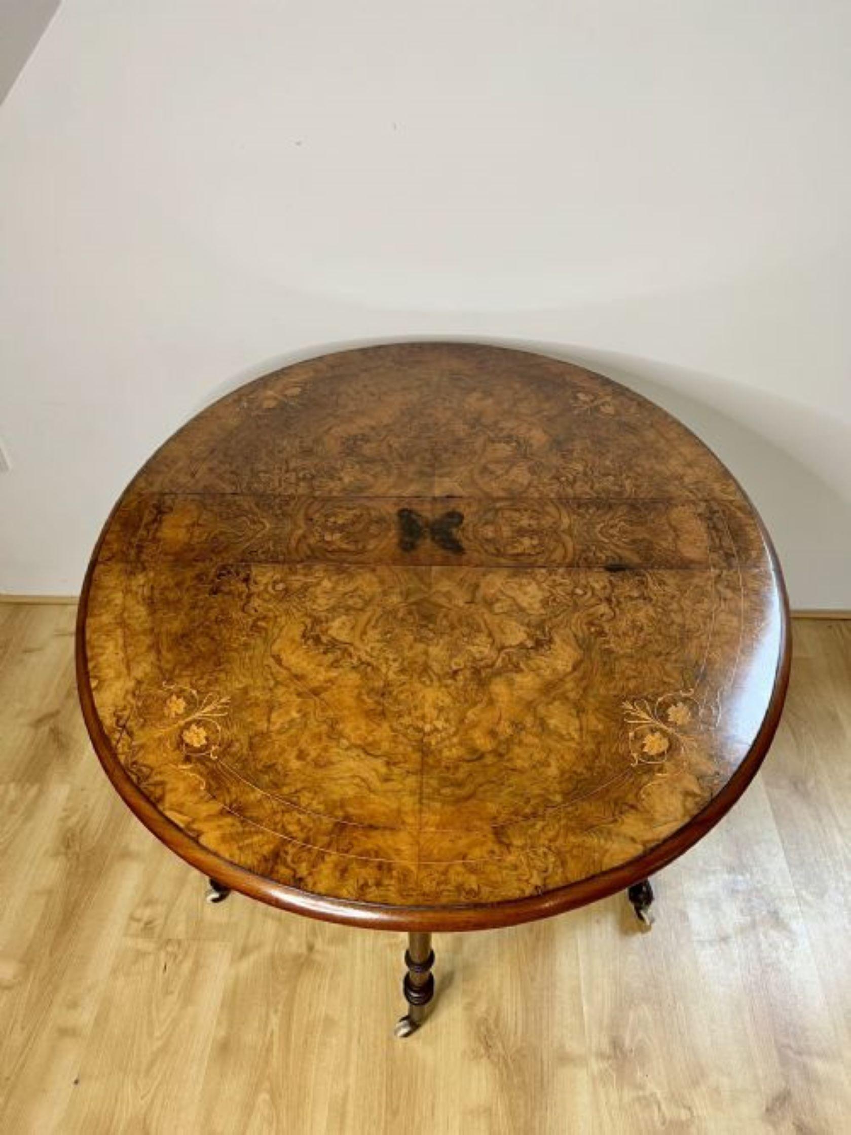 Fantastic quality antique Victorian burr walnut inlaid Sutherland table  For Sale 2