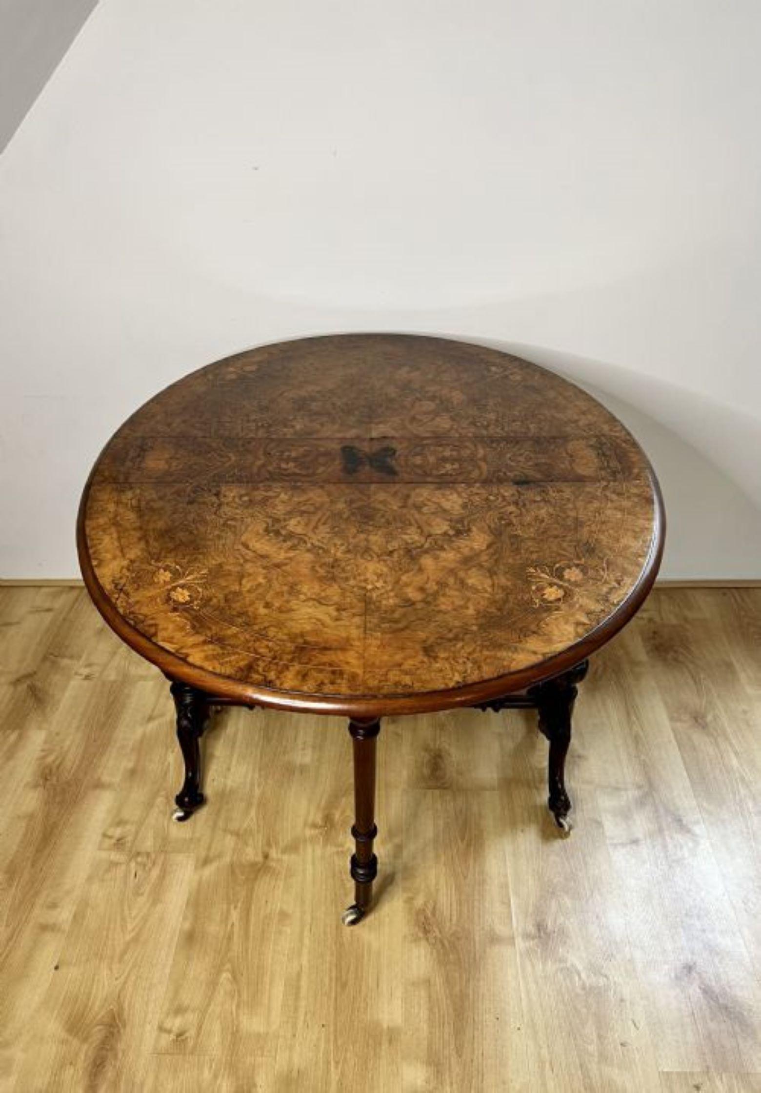 Fantastic quality antique Victorian burr walnut inlaid Sutherland table  For Sale 4
