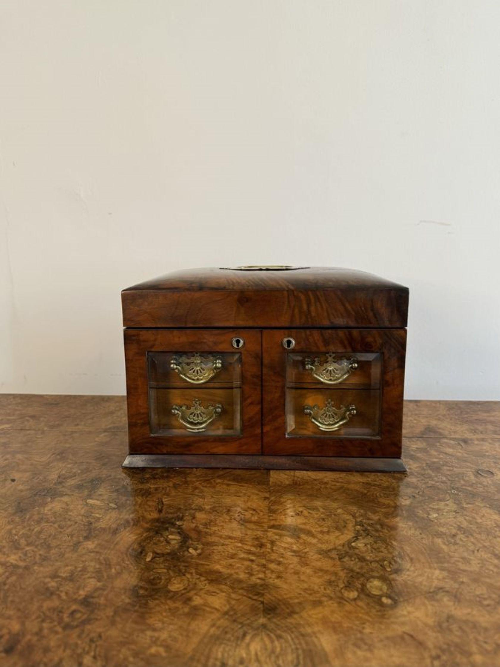 Walnut Fantastic quality antique Victorian burr walnut jewellery box  For Sale