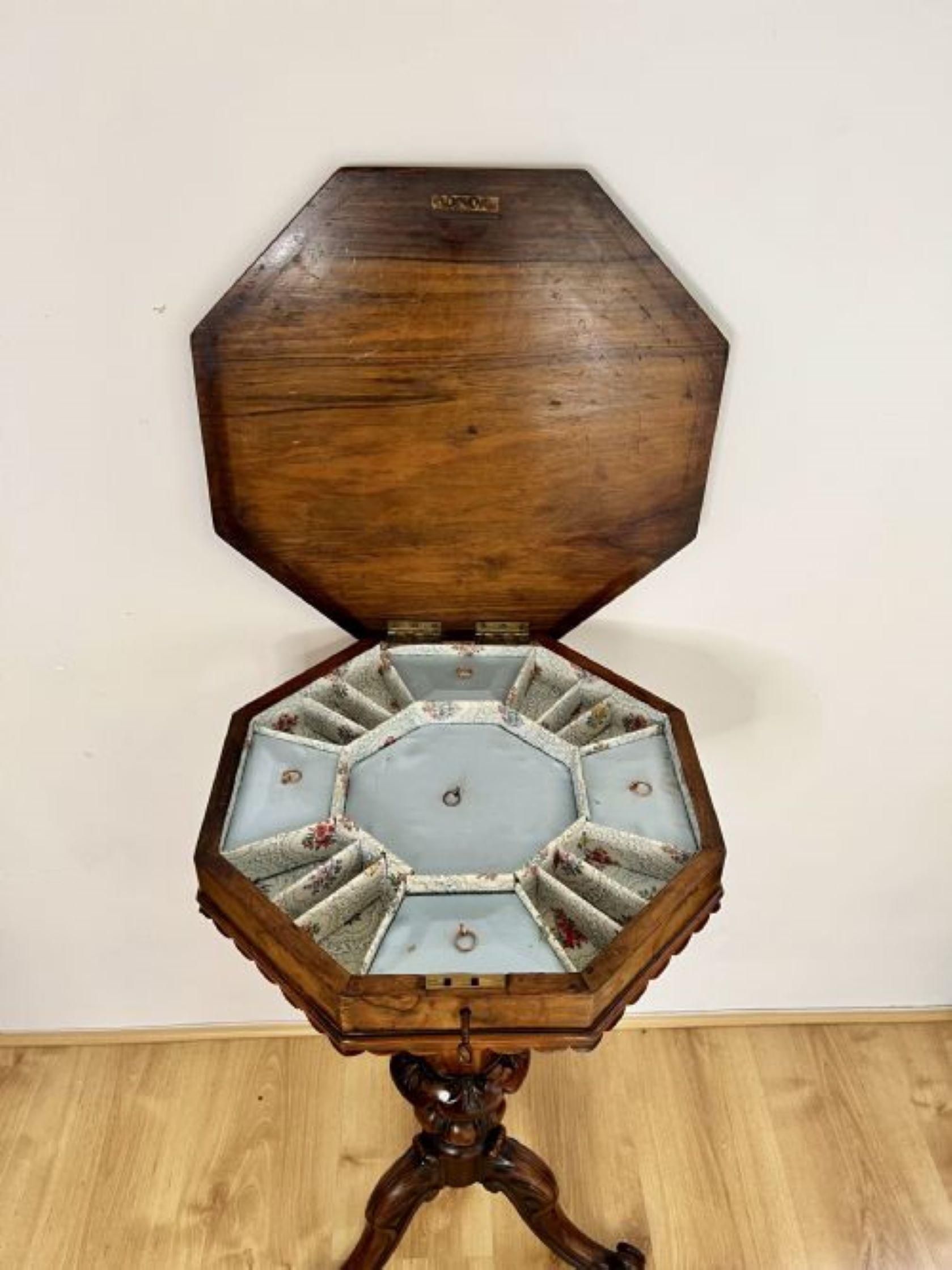 19th Century Fantastic quality antique Victorian burr walnut trumpet work table  For Sale