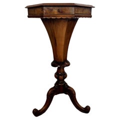 Fantastic quality Used Victorian burr walnut trumpet work table 
