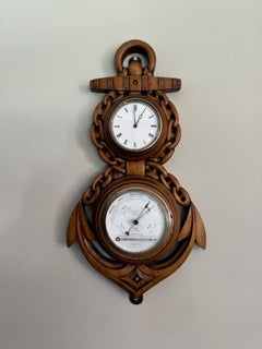 Fantastic quality antique Victorian carved oak banjo clock barometer