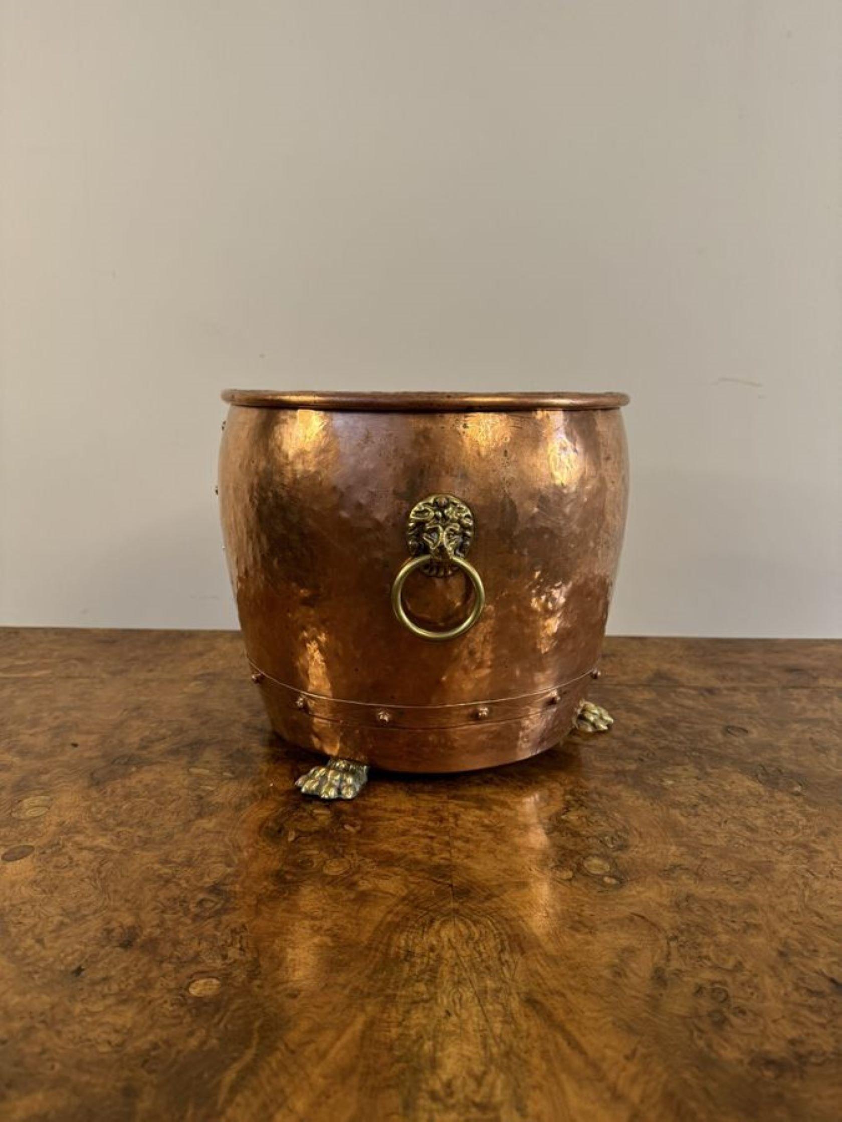 Early Victorian Fantastic quality antique Victorian copper and brass jardiniere For Sale
