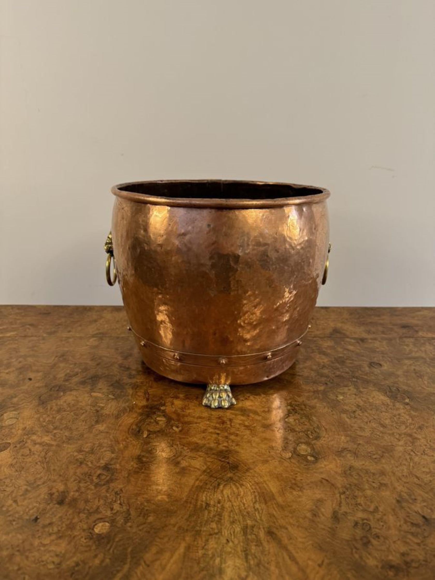 19th Century Fantastic quality antique Victorian copper and brass jardiniere For Sale