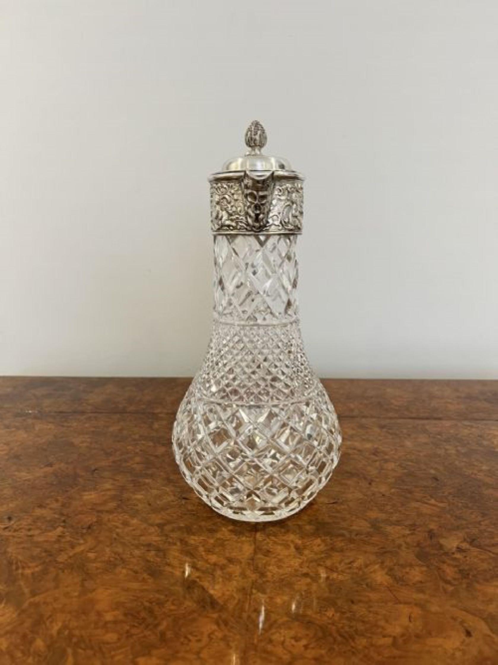 Fantastic quality antique Victorian cut glass and silver plated claret jug  For Sale 2