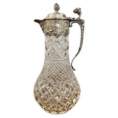 Fantastic quality antique Victorian cut glass and silver plated claret jug