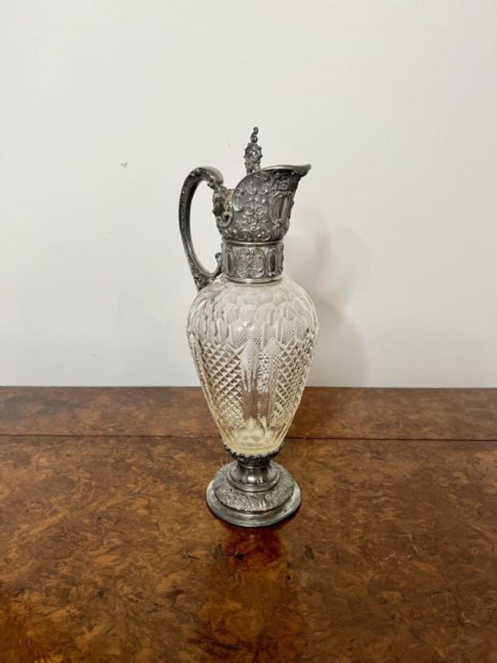 Fantastic quality antique Victorian cut glass claret jug  In Good Condition For Sale In Ipswich, GB