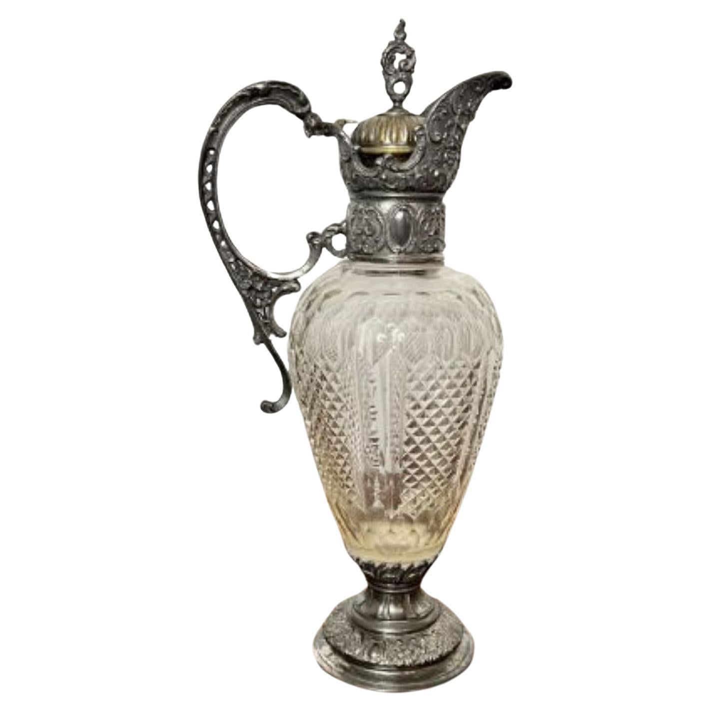 Fantastic quality antique Victorian cut glass claret jug  For Sale