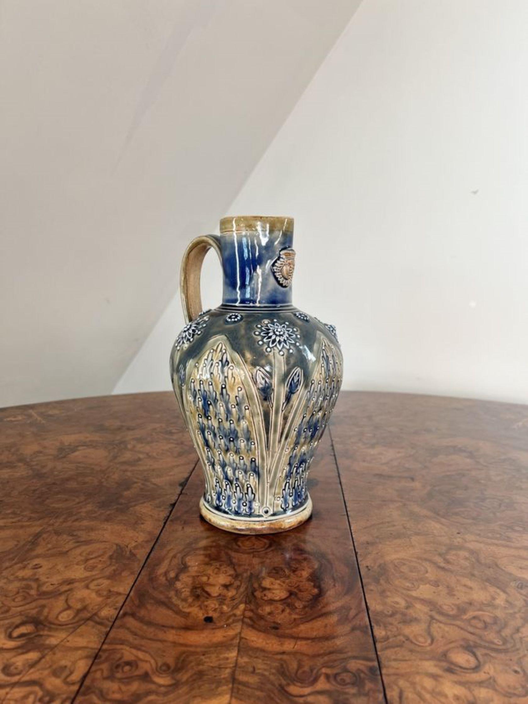 Early Victorian Fantastic quality antique Victorian Doulton Lambeth jug  For Sale