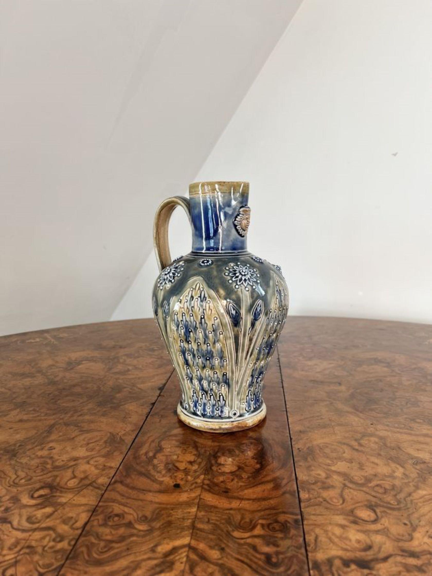 19th Century Fantastic quality antique Victorian Doulton Lambeth jug  For Sale