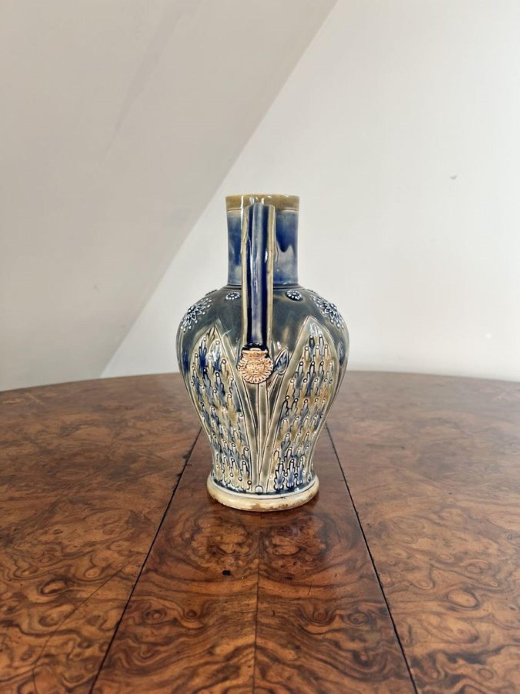 Ceramic Fantastic quality antique Victorian Doulton Lambeth jug  For Sale