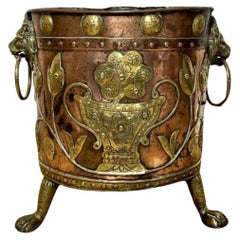 Fantastic quality antique Victorian Dutch copper and brass coal bucket 