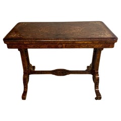 Fantastic quality antique Victorian figured walnut marquetry inlaid card table